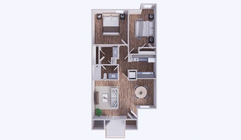 Floor plan for 2 beds, 1 bath, 916 sqft
